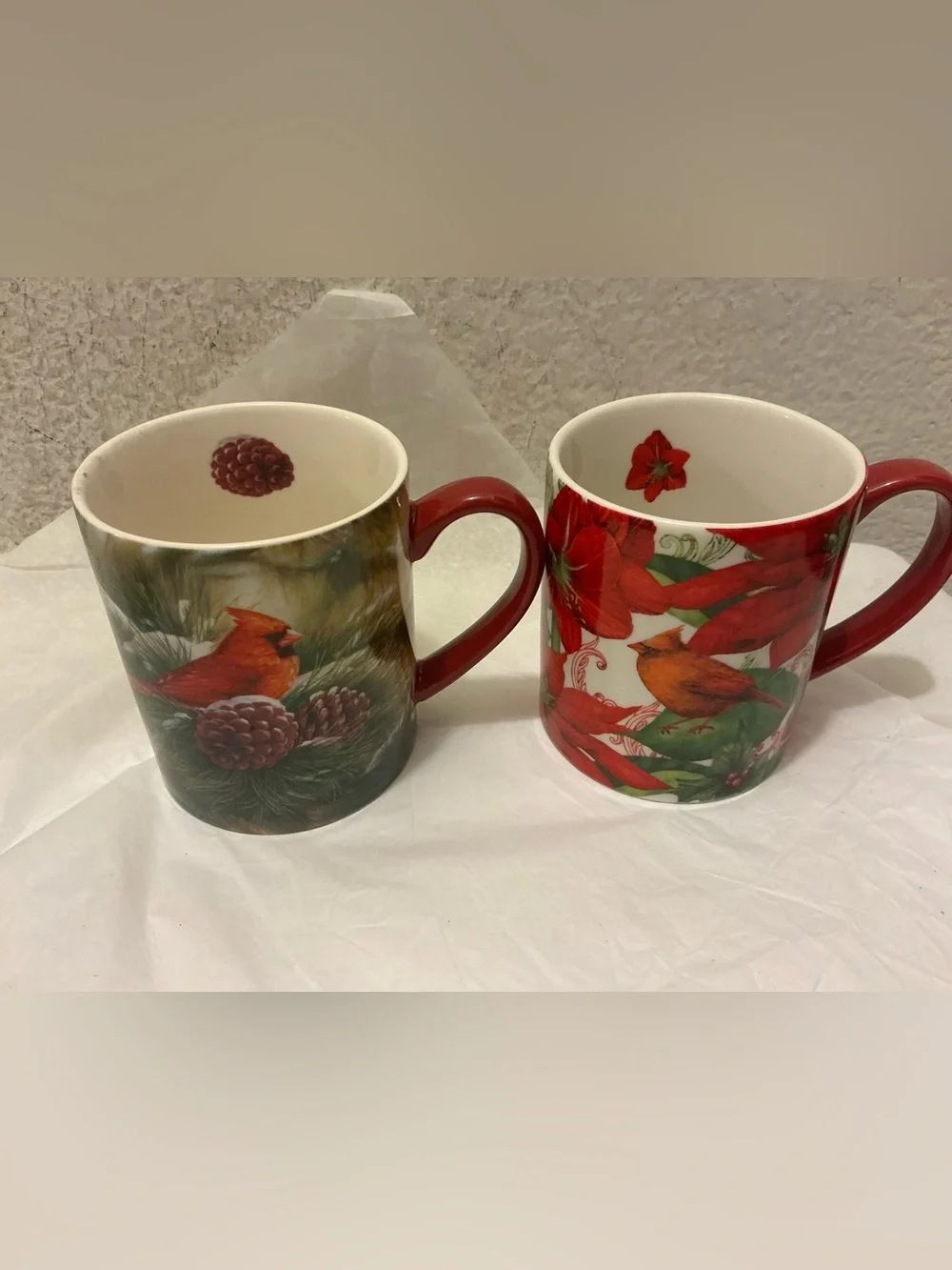 2 Lang Ceramic Cardinal Holiday Mug - Red Accent